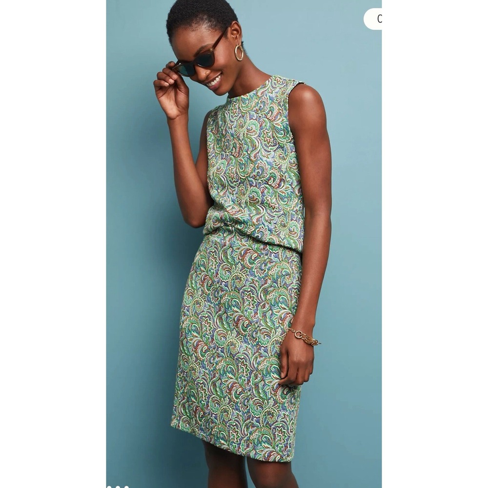 Anthropologie Maeve Green Paisley Print Tank Skirt 2 Piece Setโ Size XL NWT